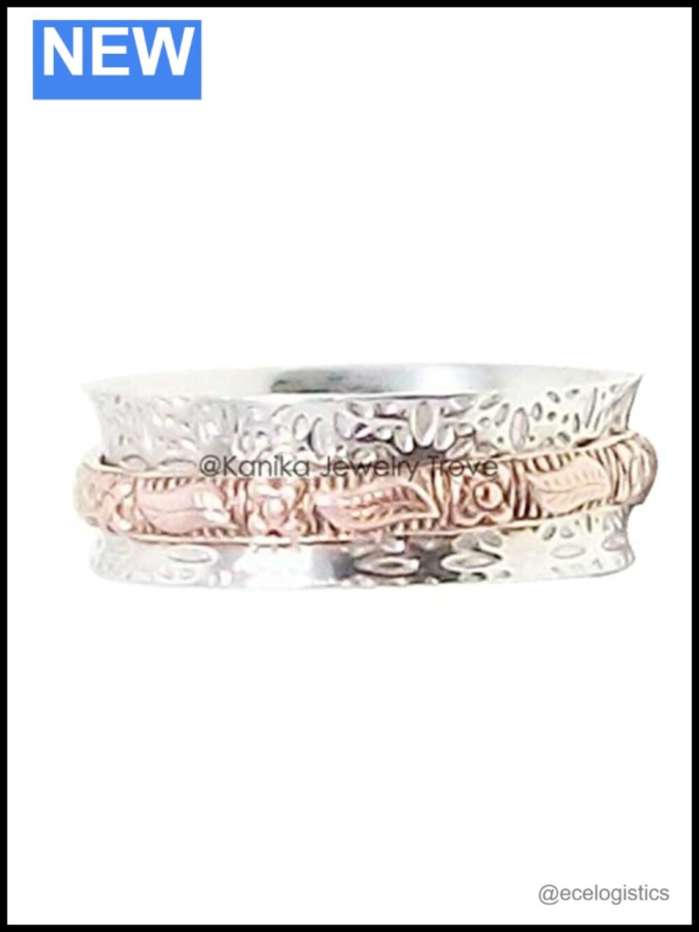 925 Sterling Silver Hammered Spinner Ring for Women